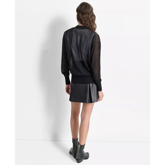 DKNY Womens Button-Front Lightweight Sheer Cardigan Black Szs L/M NWT - Picture 6 of 6